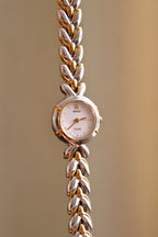 Vintage 90s Ladies Gold Two Tone Seiko Tissé Dainty Quartz Watch