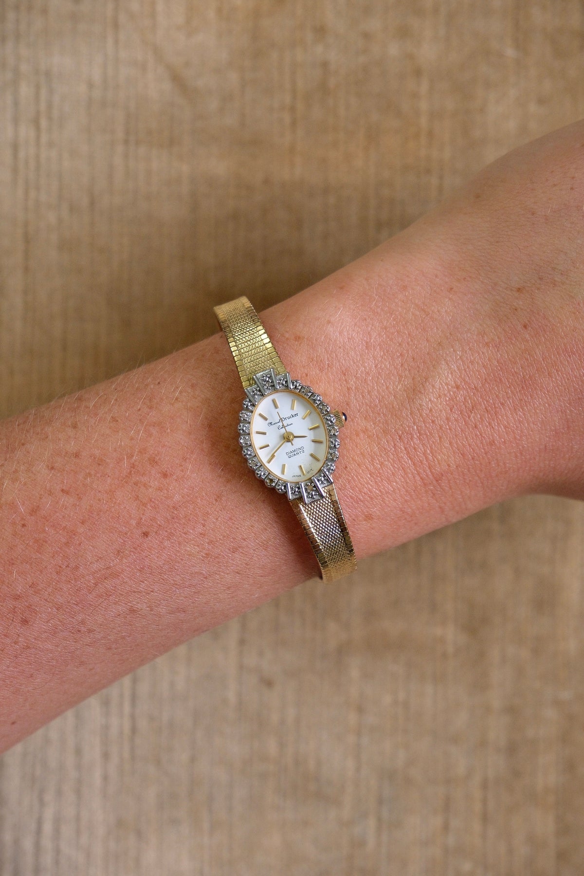 Rare Vintage 80s Marcel Drucker Oval Diamond Gold Cocktail Watch with Box & Papers