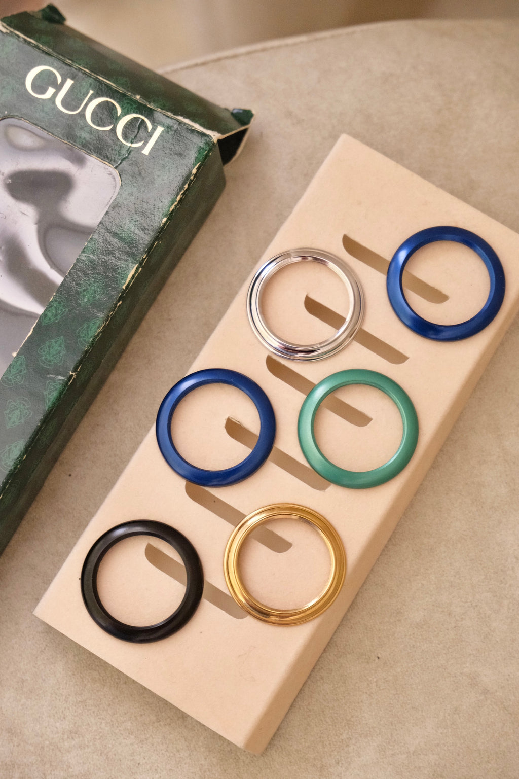Set of 6 Metallic 80s/90s Gucci Bezels in Box