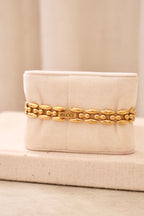 90s Vintage Gucci Gold Plated Rice Link Bezel Watch Working