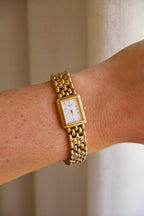 Vintage 90s Ladies Gold Sqaure Face Tank Seiko Watch Working