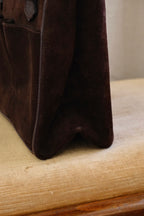 Vintage Gucci Bamboo Tote Bag Brown Suede with Bamboo Handles Circa 1980s