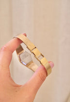 Vintage 90s Gold Ladies Seiko Watch with Textured Bracelet Strap Working