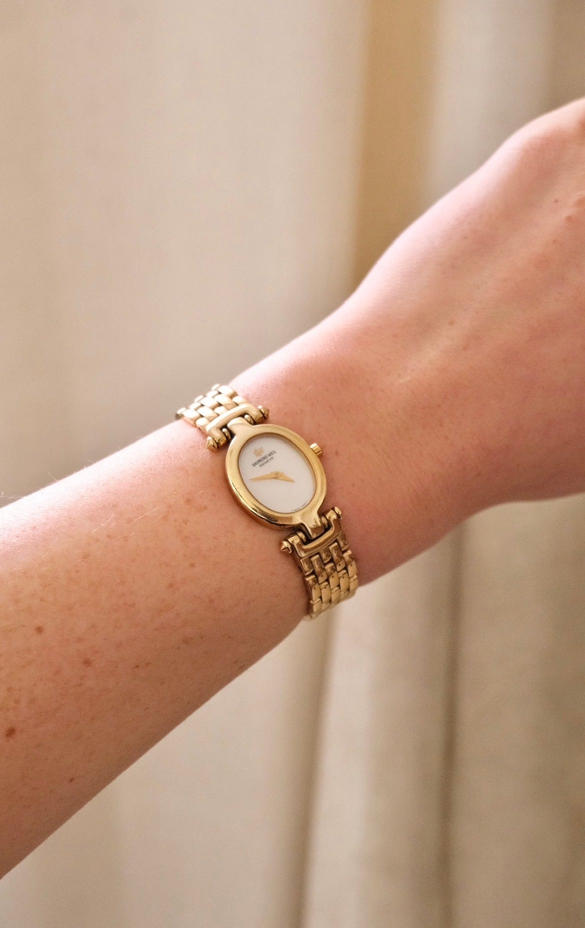 Rare vintage 18k gold plated white dial Raymond Weil watch working