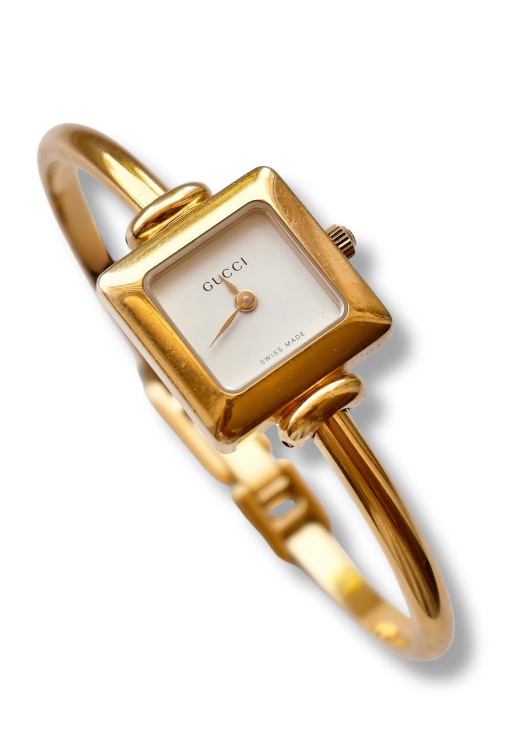 Rare Vintage Ladies 1900L Square Gold Bangle Gucci Watch