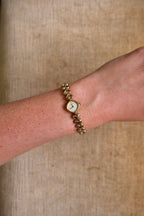 Vintage Rare Petite & Tiny 90s Gold Ladies Seiko Quartz Watch, Heart Pattern Bracelet