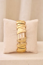 Vintage 90s ladies gold chunky seiko bangle watch working in box