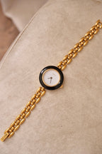 90s Vintage Gucci Gold Plated Rice Link Bezel Watch Working