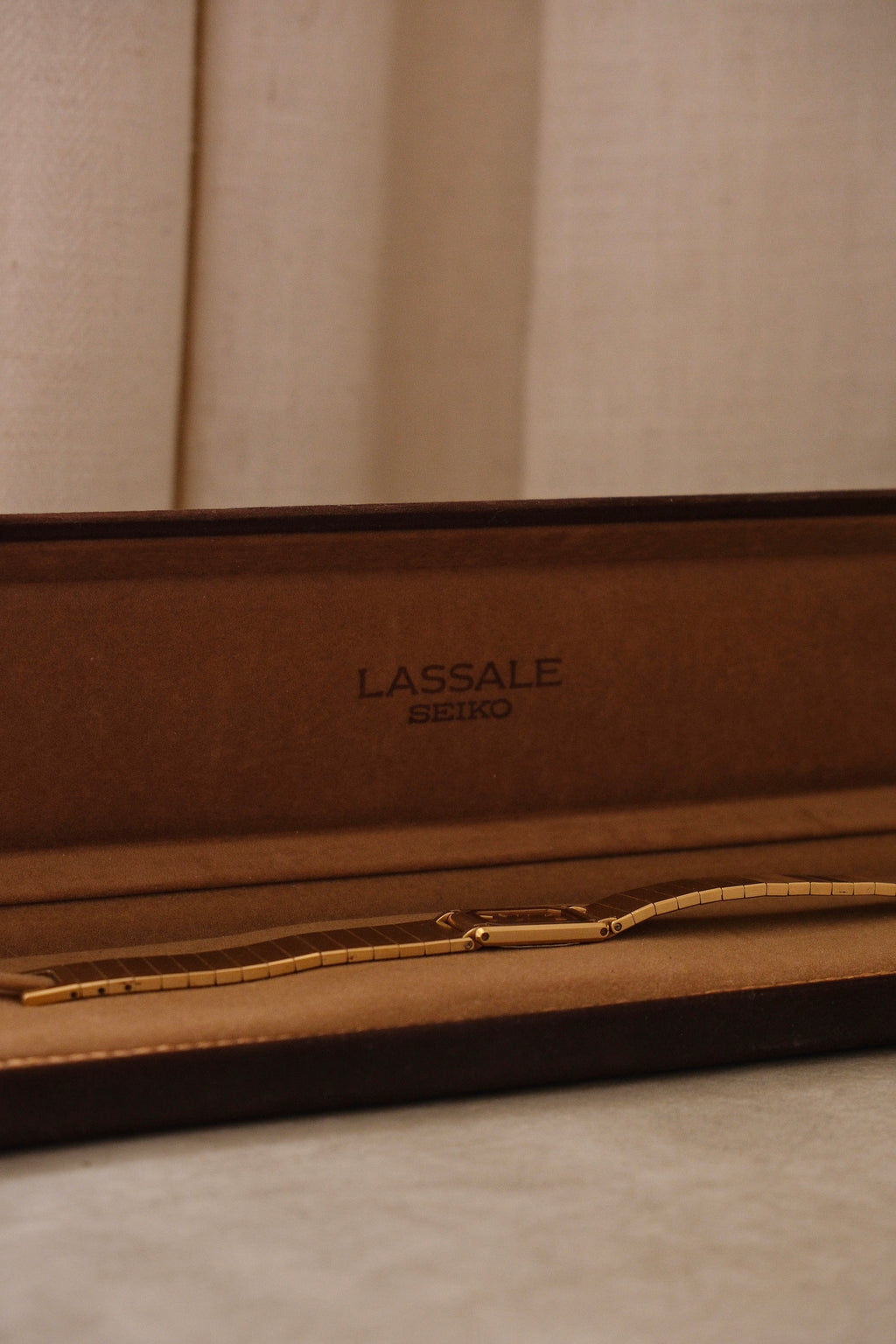 90s Vintage Ladies Ultra Thin Tank Lassale Seiko Gold Plated Watch Working in Box