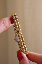 Rare Vintage Dainty 1986 Seiko 1E20-0440 Ladies Gold  Beaded Bracelet Quartz Watch Japan