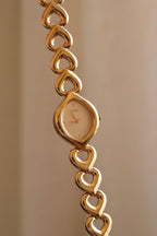 Rare Vintage Seiko Gold Heart Link Ladies Watch with a Teardrop Case Champagne Dial