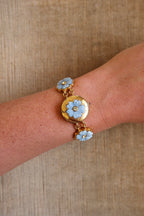 Very Rare Marcel Drucker Flower Peak a Boo Watch Pale Blue Carved Flowers Working