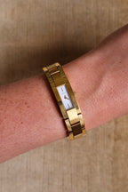 Vintage Gucci 4600L Ladies Quartz Watch Gold Tone Rectangular White Dial
