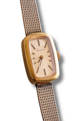Vintage Bulova Ladies Watch 1950s Gold Plated Rectangular Swiss Manual Wind Mesh Bracelet