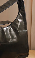 1980s Prada Dark Green Patent Leather Asim Shoulder Bag
