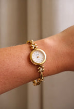 Vintage Pretty Ingersoll Flower Gold Tone Watch Working Ladies Floral Bracelet Watch