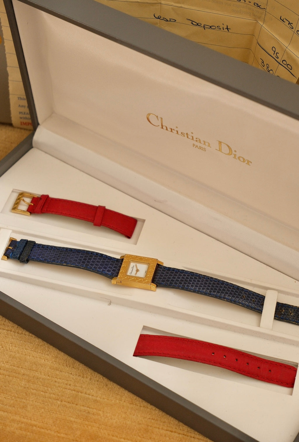 Vintage Christian Dior La Parisienne Gold-Plated Watch | Two Straps Box & Papers