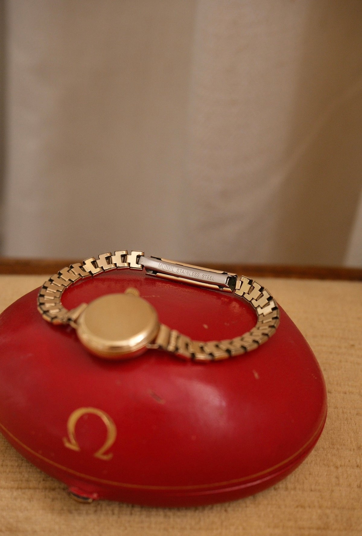 1960s Vintage 9ct Gold Omega Cocktail Watch Gold Plated Bracelet in Orginal Shell Omega Box Manual Wind