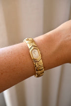 Vintage 1990s Seiko Ladies Hexagonal Quartz Watch Gold Plated Bracelet Style