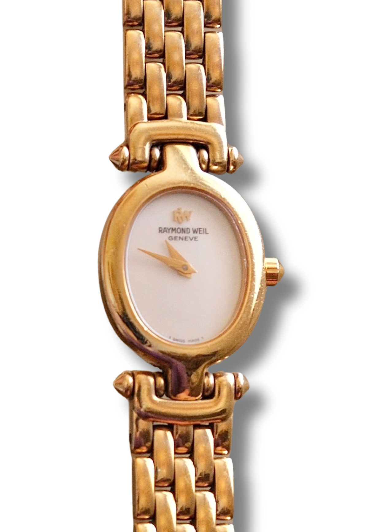 Rare vintage 18k gold plated white dial Raymond Weil watch working