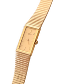 90s Vintage Rectangular Tank Style Seiko Gold Watch Working