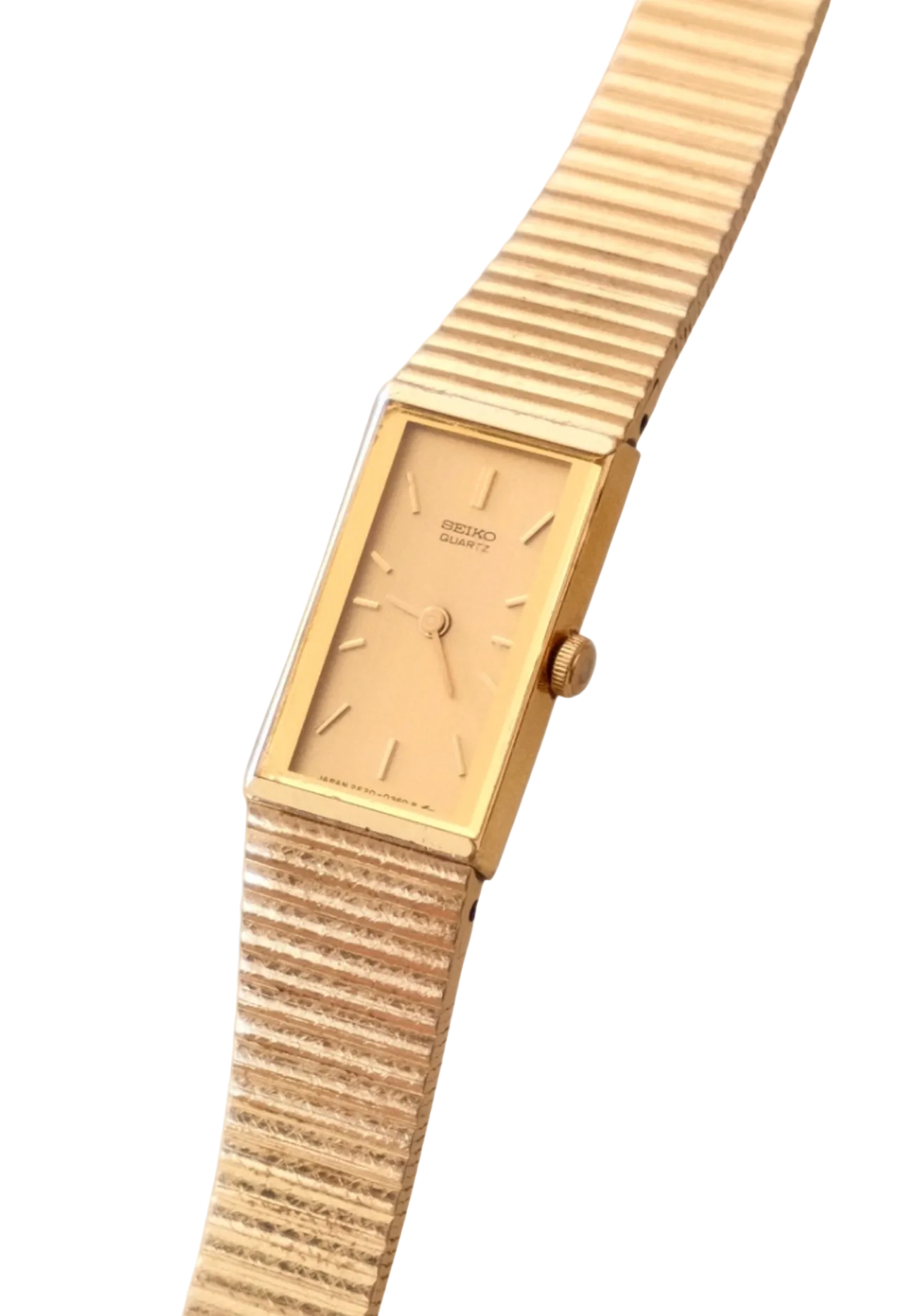 90s Vintage Rectangular Tank Style Seiko Gold Watch Working