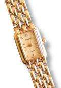 Vintage 1980s Gold  Accurist Ladies Tank Watch  Japanese Movement Diamond Accent Housed in Original Box