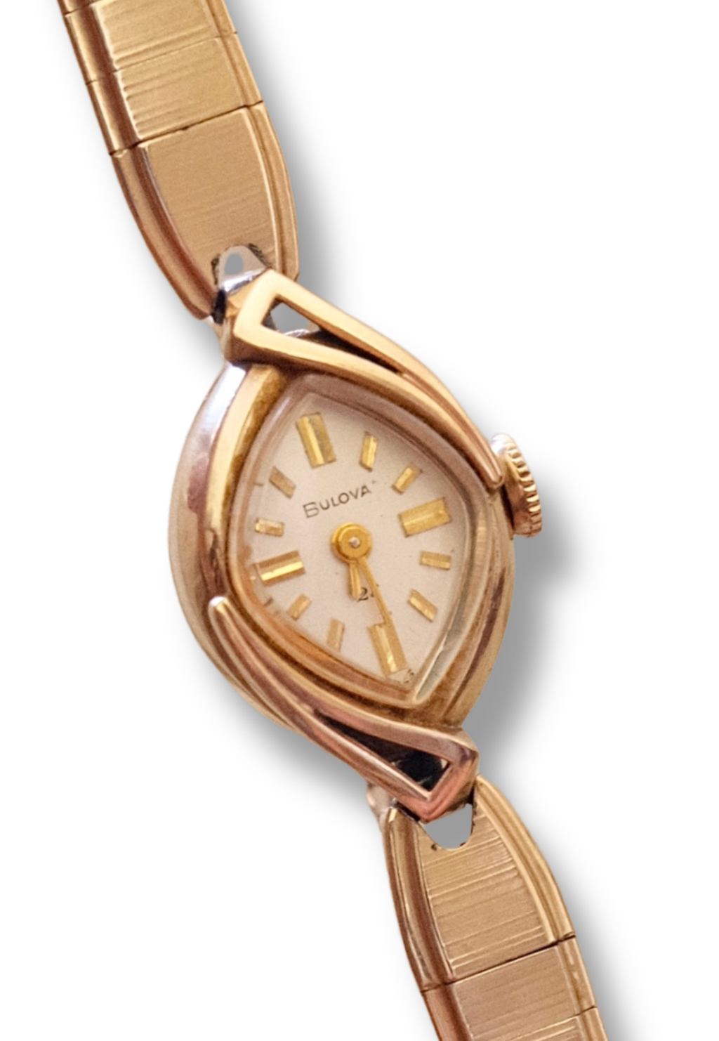 Rare 1954 Bulova Vintage Ladies Cocktail Watch Gold Filled Teardrop Wristwatch Working in Vintage Box