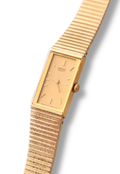 90s Vintage Rectangular Tank Style Seiko Gold Watch Working