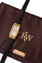 Vintage Raymond Weil Tank Watch: 18k Gold Plated, Leather Strap, Working